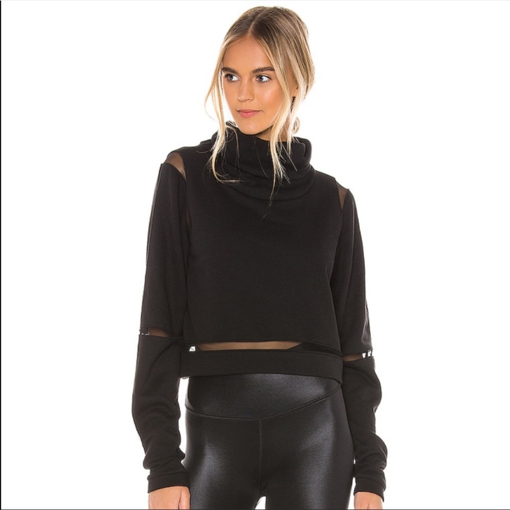 Alo Yoga Black Advance Mesh Insert Long-sleeve Top